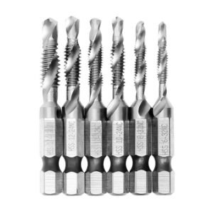 thumbnail image 2 of Atoplee 6-Piece Drill And Tap Bit Set | 6-32NC To 1/4-20NC, Hex Shank For One-Step Drilling & Tapping 2 of 14